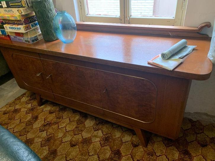 Dressoir met ingelegd wortelhout, Huis en Inrichting, Kasten | Dressoirs, Gebruikt, 200 cm of meer, 50 tot 75 cm, Eikenhout, Kersenhout