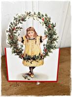 Victoriaans meisje in kerstkrans gestanst 3 D kaart, envelop, Diversen, Kerst, Orderchamp, Info@orderchamp.nl, Amsterdam, Nieuw