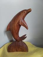 9640) mooie grote houten dolfijn  hoog 32cm, Ophalen of Verzenden, Zo goed als nieuw, Hout, Minder dan 25 cm