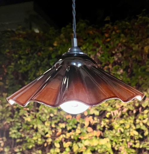 Vintage hanglampje metalen kap, incl. lichtbron, Huis en Inrichting, Lampen | Hanglampen, Gebruikt, Minder dan 50 cm, Metaal, Ophalen of Verzenden