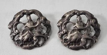 antiek Engelse zilveren set van 2 knopen Londen 1879 beschikbaar voor biedingen