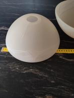 2x Glazen Lampenkappen Crème/Wit, Ophalen, Crème, Rond, Zo goed als nieuw
