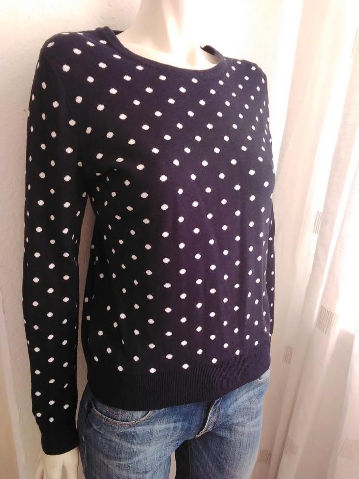 Mooie donkerblauwe trui met polkadot Peter Hahn 36, Kleding | Dames, Truien en Vesten, Gedragen, Maat 36 (S), Blauw, Ophalen of Verzenden