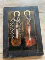 Antieke Russische icoon “twee Heilige “ uit erfenis, Ophalen of Verzenden