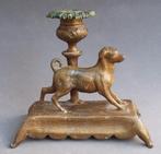 19 de eeuw Sobere Landelijke Kandelaar Hond Beeld Sculptuur, Ophalen of Verzenden, Overige materialen