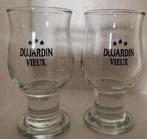 2 Dujardin vieux glaasjes op verzwaarde voet. Hoogte 9 cm., Ophalen of Verzenden, Zo goed als nieuw, Borrel- of Shotglas