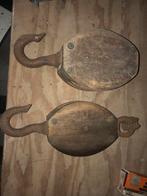 Oude Houten Katrollen - Set van 2, Antiek en Kunst, Antiek | Gereedschap en Instrumenten, Ophalen of Verzenden