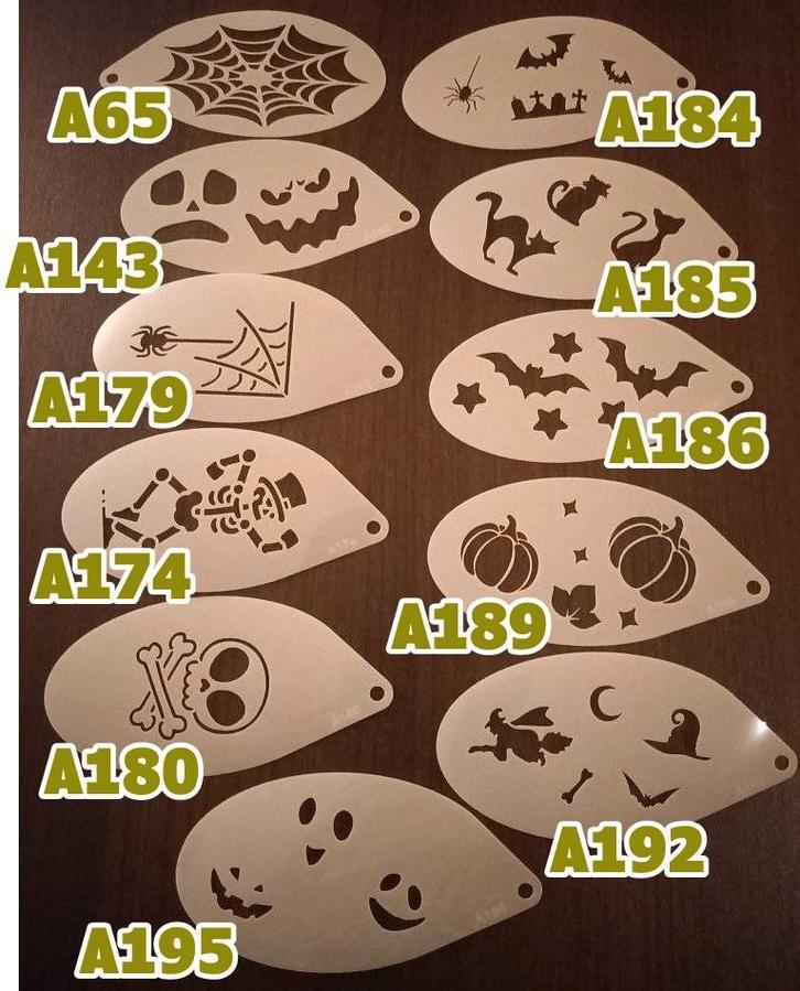 schminksjabloon blad doodshoofd heks kat vleermuis spook, Hobby en Vrije tijd, Feestartikelen, Nieuw, Schmink, Overige, Ophalen of Verzenden