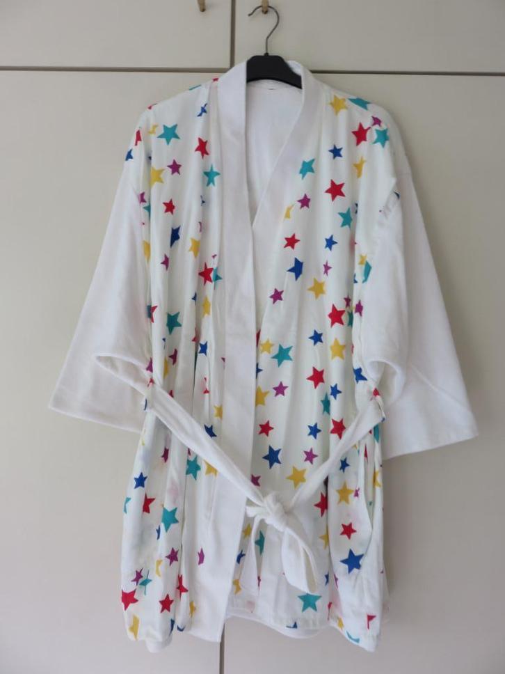 Witte ochtendjas badjas met sterren maat 40, Kleding | Dames, Pyjama's, Zo goed als nieuw, Maat 38/40 (M), Ophalen of Verzenden