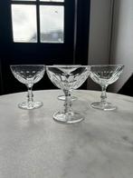 Vintage set 4 Franse champagne coupes glazen op voet paneel, Overige typen, Ophalen of Verzenden, Zo goed als nieuw
