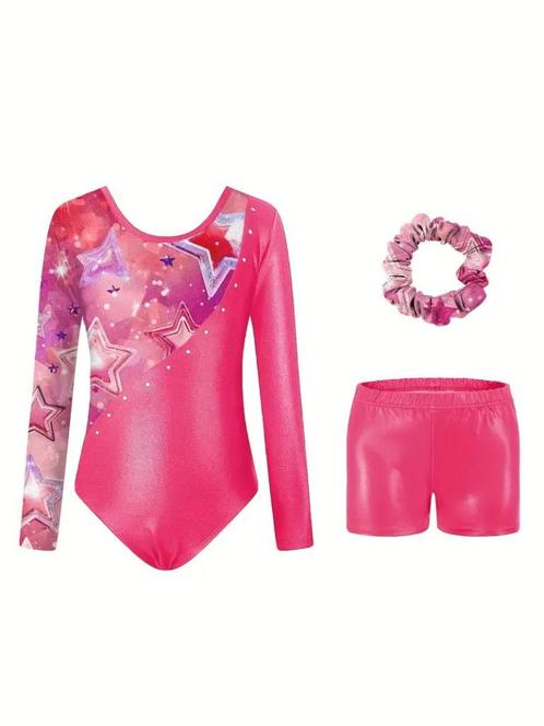 Turnpakje + turnbroekje roze 116 122 128 134 140 146 152, Sport en Fitness, Turnen, Nieuw, Turnpak(je), Roze, Ophalen of Verzenden