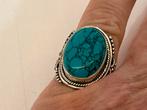 Forse zilveren ring Turkoois, Sieraden, Tassen en Uiterlijk, Ringen, Zo goed als nieuw, 17 tot 18, Met edelsteen, Dame