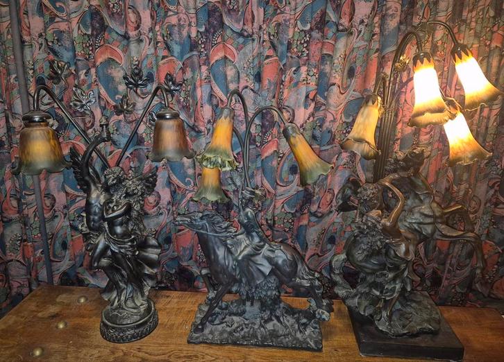 Art Nouveau Lampen - Eros, Psyche & Amazone, Antiek en Kunst, Antiek | Lampen, Ophalen