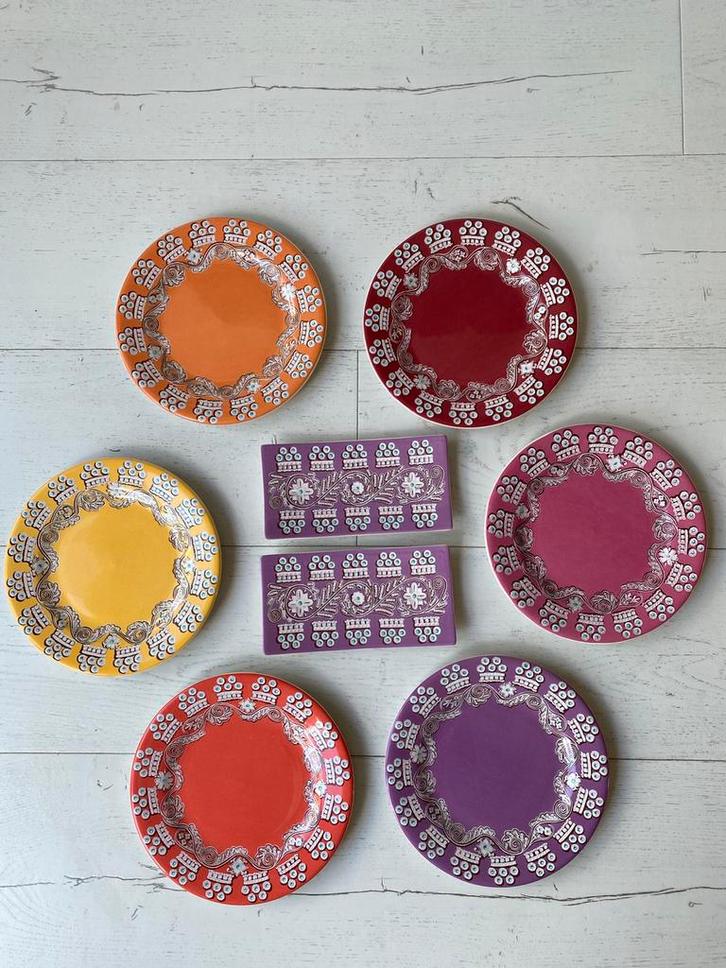 6 borden en 2 schaaltjes Gien decor Paseo, Huis en Inrichting, Keuken | Servies, Nieuw, Bord(en), Overige stijlen, Ophalen of Verzenden