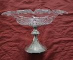 Antieke Kristallen fruitschaal op zeer grote zilveren voet, Ophalen of Verzenden