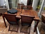 Teakhouten tafel en stoelen, Tuin en Terras, Tuinsets en Loungesets, Ophalen, 4 zitplaatsen, Gebruikt, Teakhout