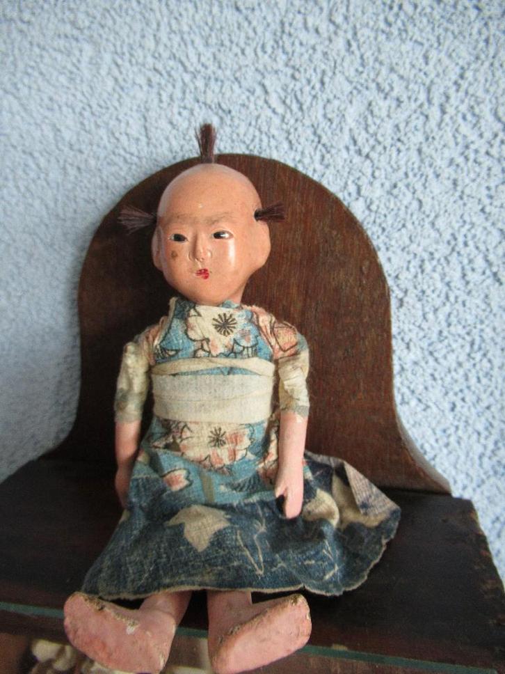 ANTIEK JAPANS POPJE 14 CM - verzenden mogelijk, Antiek en Kunst, Antiek | Speelgoed, Ophalen