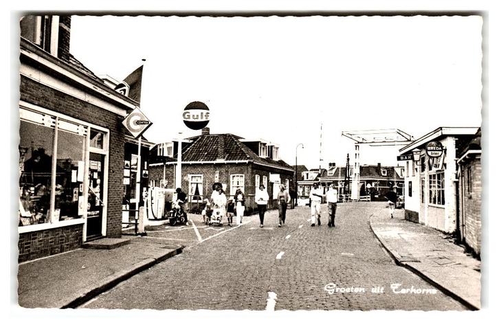 Terhorne, Groeten uit Terhorne. Tankstation, Verzamelen, Ansichtkaarten | Nederland, Gelopen, Friesland, 1960 tot 1980, Ophalen of Verzenden