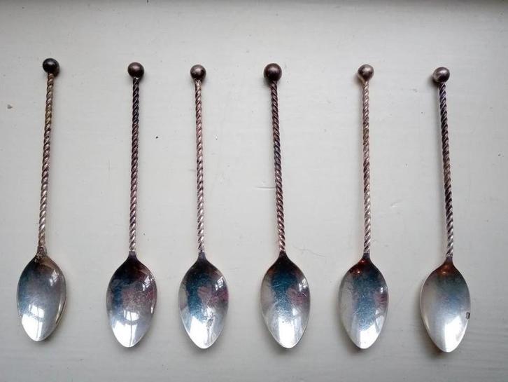 Antieke Verzilverde Theelepeltjes Set, Antiek en Kunst, Antiek | Bestek, Ophalen of Verzenden