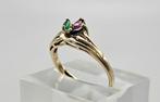 Gouden Vintage ring met edelsteen en diamant.2025/356, Bruin, ., Ophalen of Verzenden, .