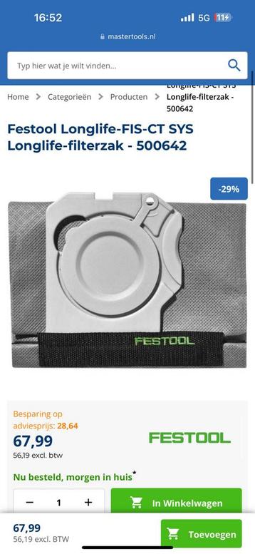 festool longlife stofzuigerzak beschikbaar voor biedingen