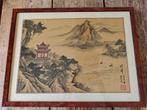 Chinees landschap schilderij geplaatst op zijde, Ophalen of Verzenden