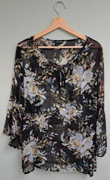 Norah Blouse Zwart Bloemenprint Maat 44 beschikbaar voor biedingen