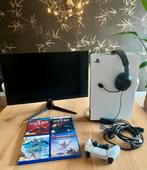 PS5 disc + monitor + 4 games + headset (complete set), Spelcomputers en Games, Ophalen of Verzenden, Zo goed als nieuw, Playstation 5