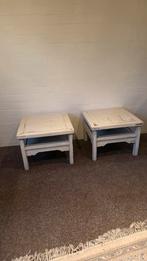 2 brocante bijzet tafel tafeltjes, 45 tot 60 cm, Minder dan 55 cm, Rond, Ophalen of Verzenden