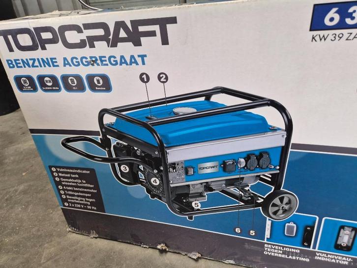 2 aggregaten (1 nieuw en 1 gebruikt) merk Topcraft te koop, Doe-het-zelf en Verbouw, Aggregaten, Benzine, Minder dan 5 kVA, Ophalen