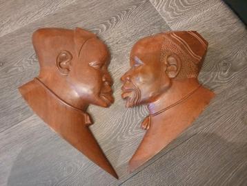 Houten Wanddecoratie - Afrikaanse Gezichten beschikbaar voor biedingen