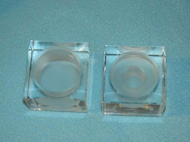 2 stapelbare waxinelichthouders glas L'Eleganza dimessa, Huis en Inrichting, Woonaccessoires | Kandelaars en Kaarsen, Zo goed als nieuw