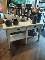 Landelijke witte sidetable lades onderplateau 140 cm, Ophalen, 100 tot 150 cm, Zo goed als nieuw, Overige houtsoorten