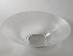 Grote glazen fruitschaal met streepjes in reliëf - 37cm, Schaal, Rond, Ophalen of Verzenden, Glas