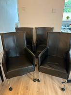 4 leren Beat eetkamerstoelen, Huis en Inrichting, Stoelen, Ophalen, Zo goed als nieuw, Zwart