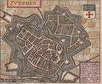 Zutphen Zvtphen Plattegrond Guicciardini gekleurd 1660, Antiek en Kunst, Ophalen of Verzenden