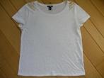 H&M t- shirt ecru met gouden strass steentjes maat M, H&M, Beige, Ophalen of Verzenden, Zo goed als nieuw