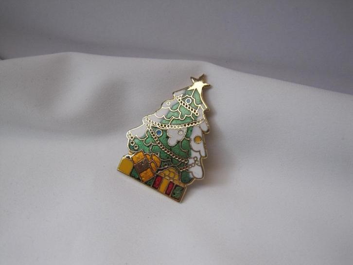 Broche kerstboom / cloisonne emaille, Diversen, Kerst, Gebruikt, Verzenden