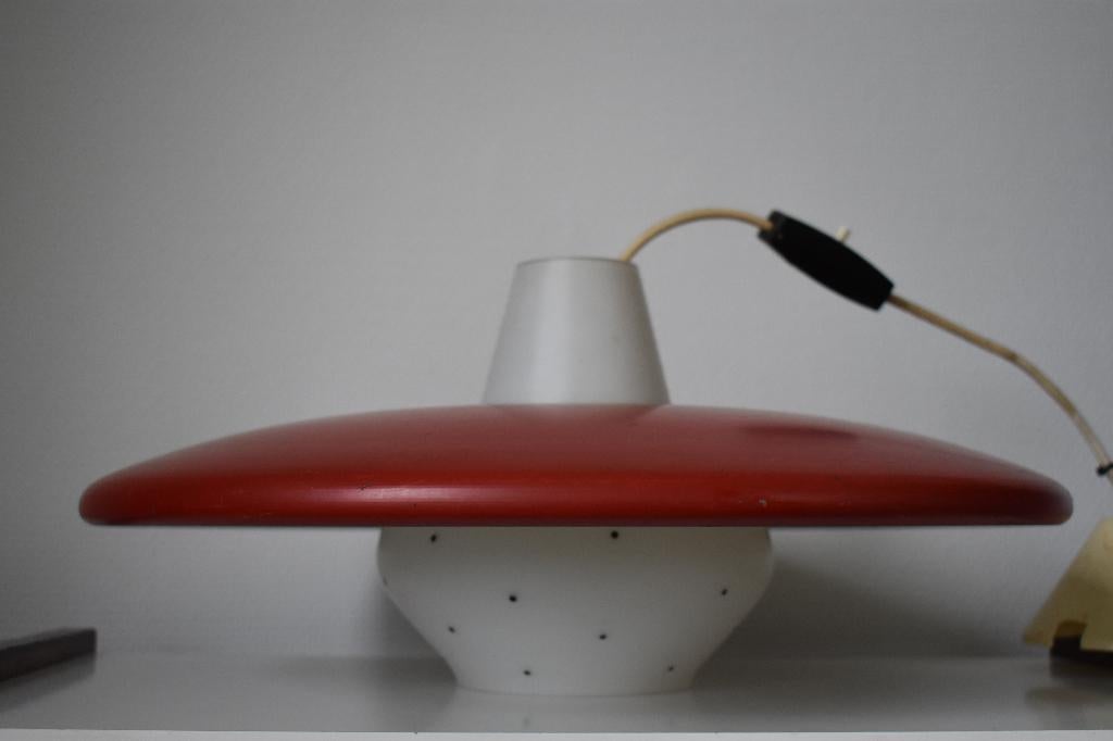 Paddenstoel UFO hanglamp vintage retro, Ophalen, Gebruikt, Glas, Minder dan 50 cm