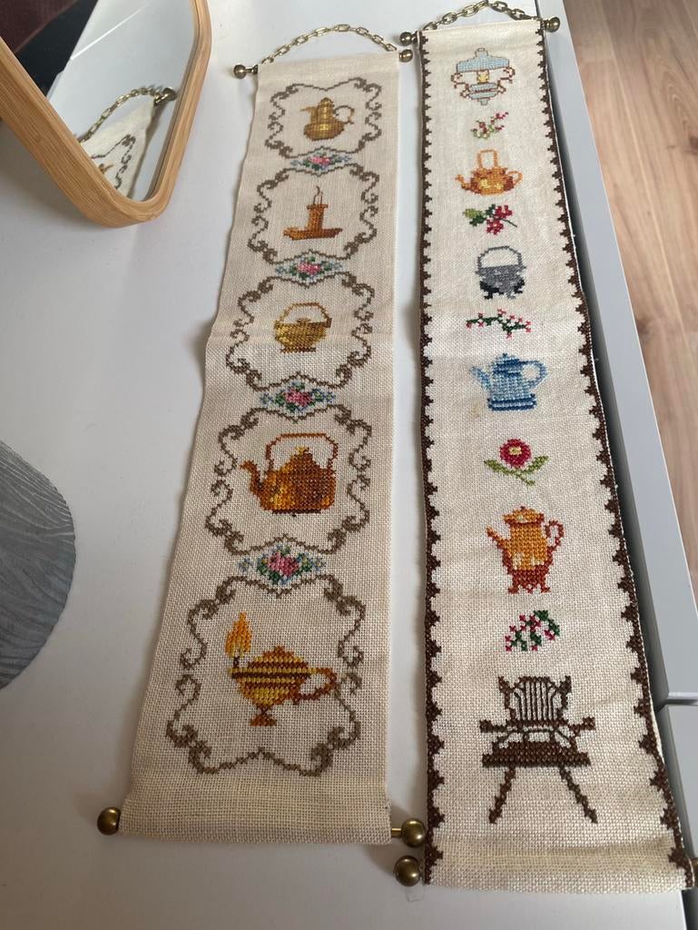 Vintage 2 stuks schellekoord 10x 50 cm, Hobby en Vrije tijd, Borduren en Borduurmachines, Ophalen of Verzenden, Zo goed als nieuw