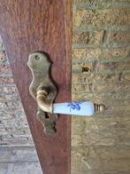 Houten Binnendeur met Glas en Antiek Deurbeslag, Gebruikt, Minder dan 80 cm, Binnendeur, Ophalen of Verzenden