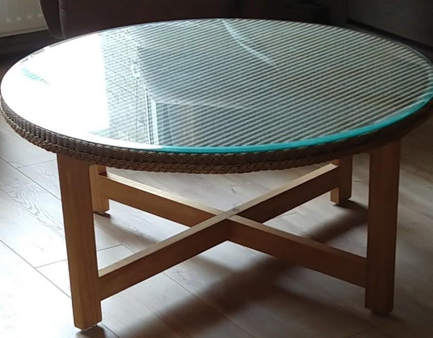 salon tafel Romeo Loom, grenen, met glasplaat ,  volgnr 14, Huis en Inrichting, Tafels | Salontafels, Ophalen, Gebruikt, 50 tot 100 cm