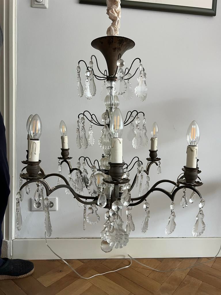 Franse kroonluchter, Ophalen, Gebruikt, Glas