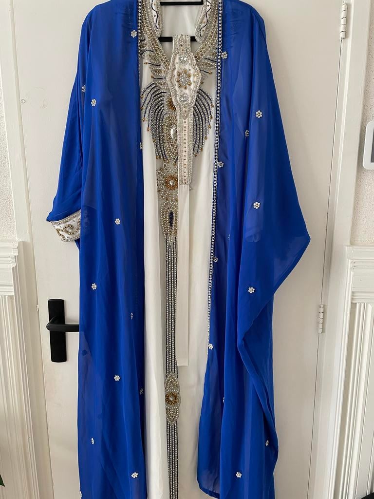 Elegante Blauwe Abaya met Kimono Stijl, Blauw, Zo goed als nieuw, Onder de knie, Ophalen