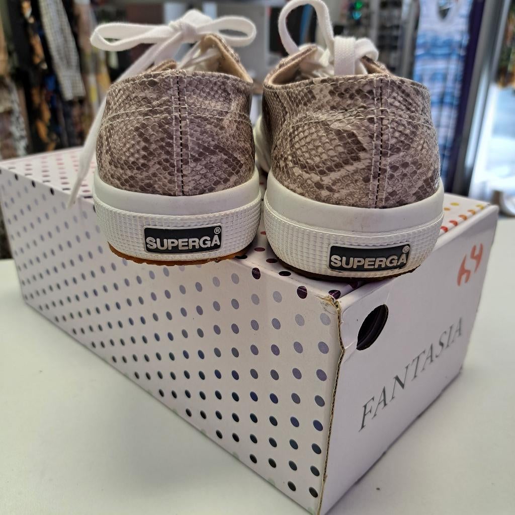 Superga sneakers low beige snakeprint als nieuw 37 art 48719, ., Beige, Ophalen of Verzenden, Superga
