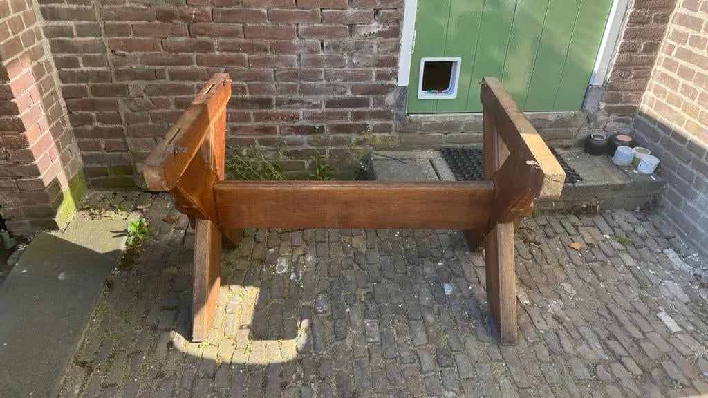 Massief houten tafelpoten / onderstel, Huis en Inrichting, Tafelonderdelen, Ophalen, Tafelpoot, Gebruikt, 100 tot 150 cm