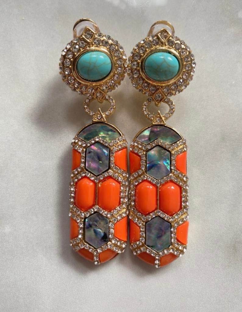 Elegante Earrings, Sieraden, Tassen en Uiterlijk, Oorbellen, Overige materialen, Hangers, Nieuw, Oranje