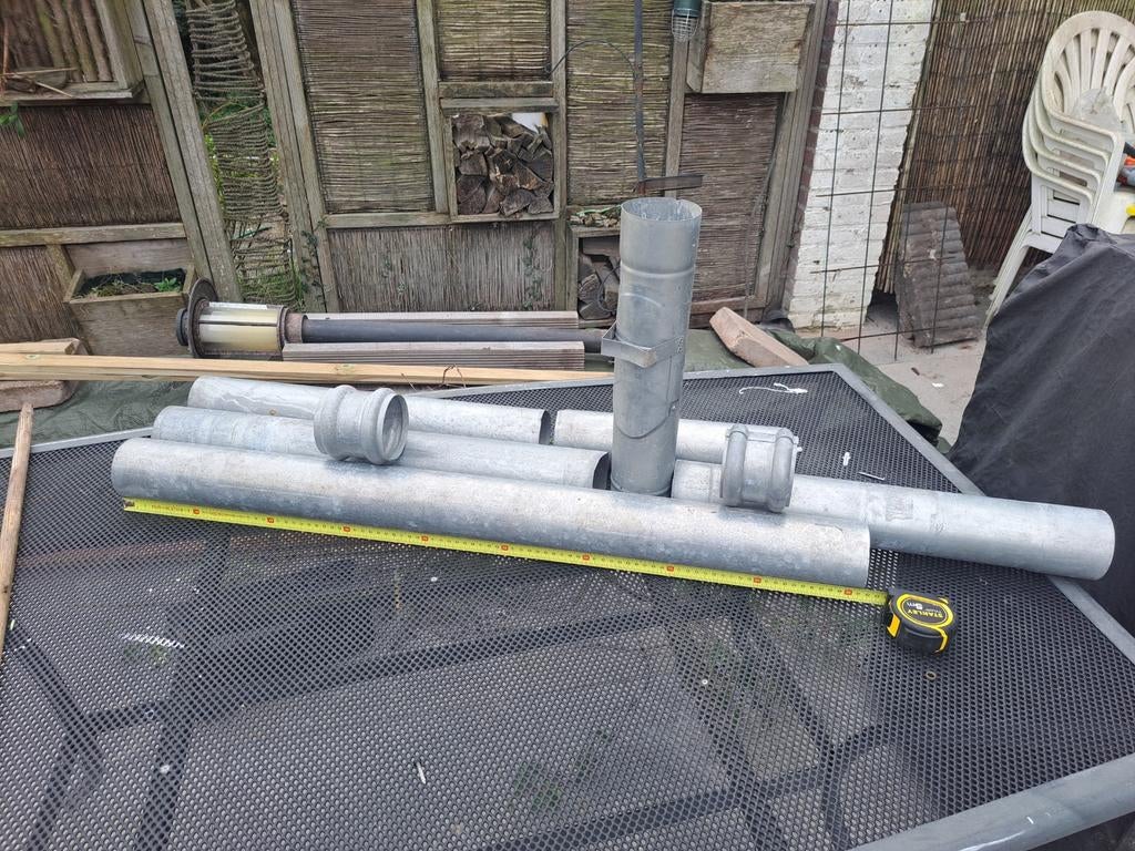 Zinken regenpijp en regentonvuller, Doe-het-zelf en Verbouw, Buizen en Afvoer, Ophalen, Zink, Minder dan 2 meter, 80 mm of meer