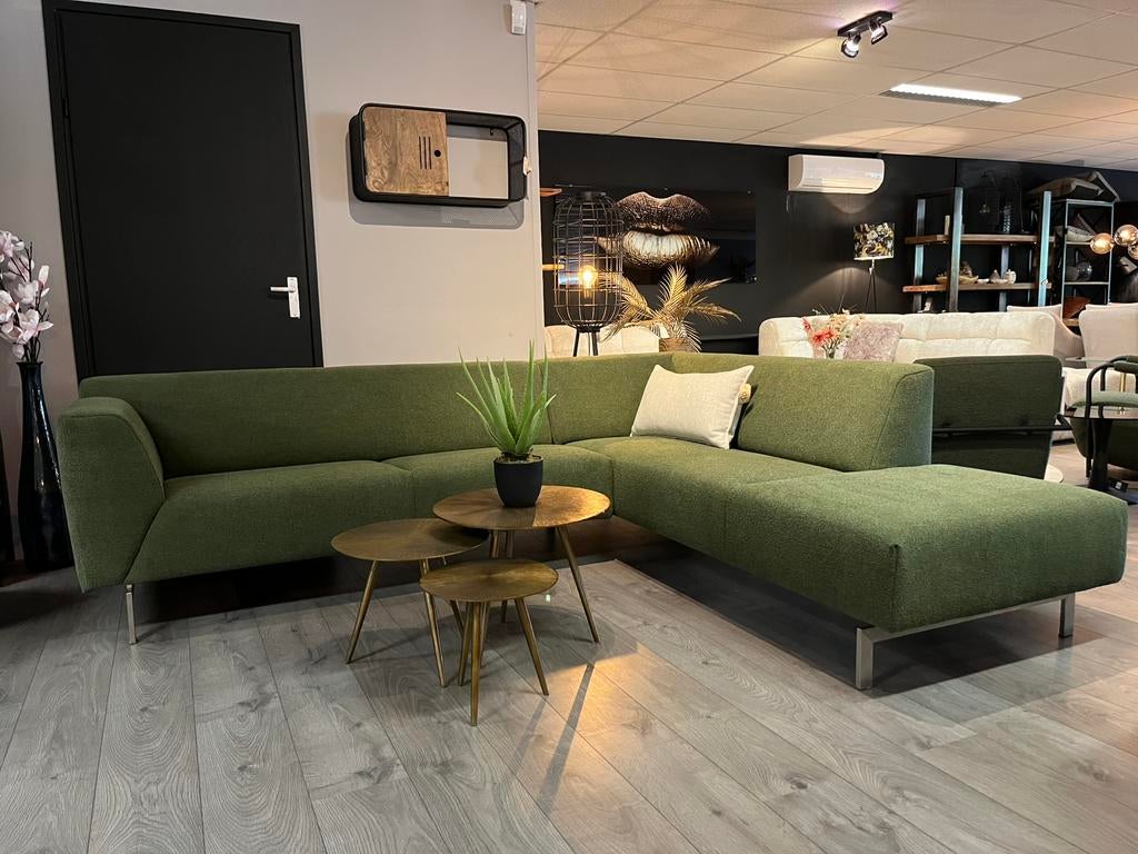 Rolf Benz Linea stof Boucle groen, 250 tot 300 cm, Hoekbank, 75 tot 100 cm, Ophalen of Verzenden