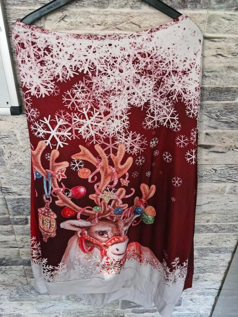 Rood witte kerst shirt Maat 5xl, Maat 46/48 (XL) of groter, Onbekend, Ophalen of Verzenden, Korte mouw